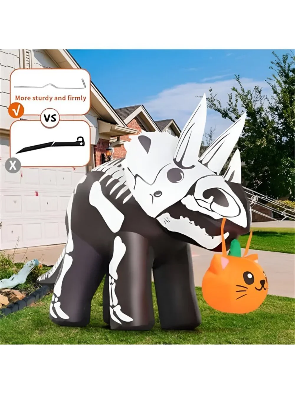 6.5 FT Long Halloween Inflatables Dinosaur Outdoor Decorations Blow Up Yard
